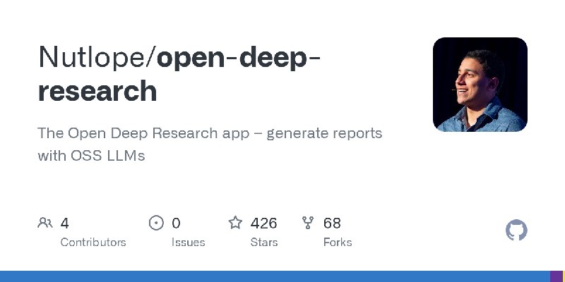 GitHub - Nutlope/open-deep-research: The Open Deep Research app – generate reports with OSS LLMs
