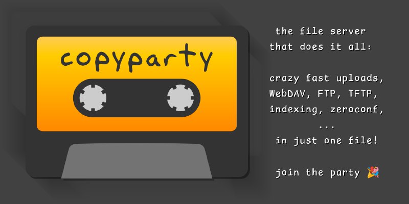 GitHub - 9001/copyparty: Portable file server with accelerated resumable uploads, dedup, WebDAV, SFTP, FTP, TFTP, zeroconf, media…