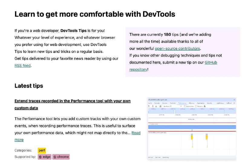 👉 名称：devtoolstips🤖 类型：👀资料👏 介绍：一系列简单易懂的跨浏览器技巧和窍门，让你在使用开发者工具时更加得心应手和高效：