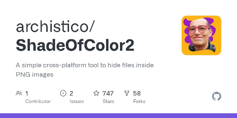 GitHub - archistico/ShadeOfColor2: A simple cross-platform tool to hide files inside PNG images