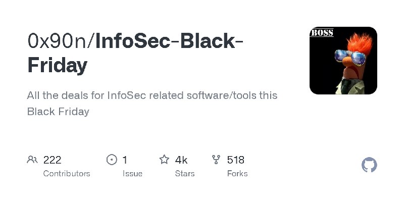 GitHub - 0x90n/InfoSec-Black-Friday: All the deals for InfoSec related software/tools this Black Friday