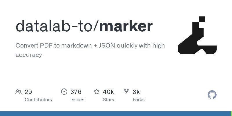 GitHub - datalab-to/marker: Convert PDF to markdown + JSON quickly with high accuracy