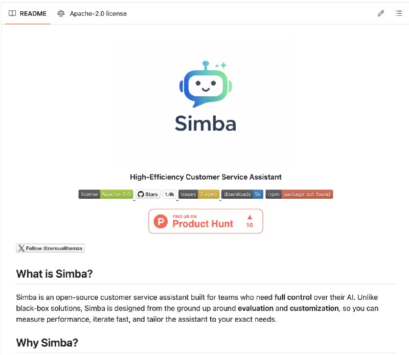 GitHub - GitHamza0206/simba: OpenSource Production ready Customer service with built in Evals and monitoring
