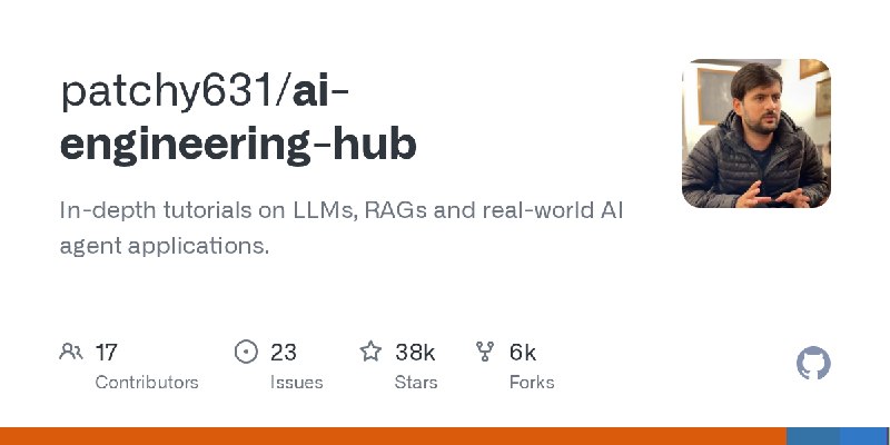 GitHub - patchy631/ai-engineering-hub: In-depth tutorials on LLMs, RAGs and real-world AI agent applications.