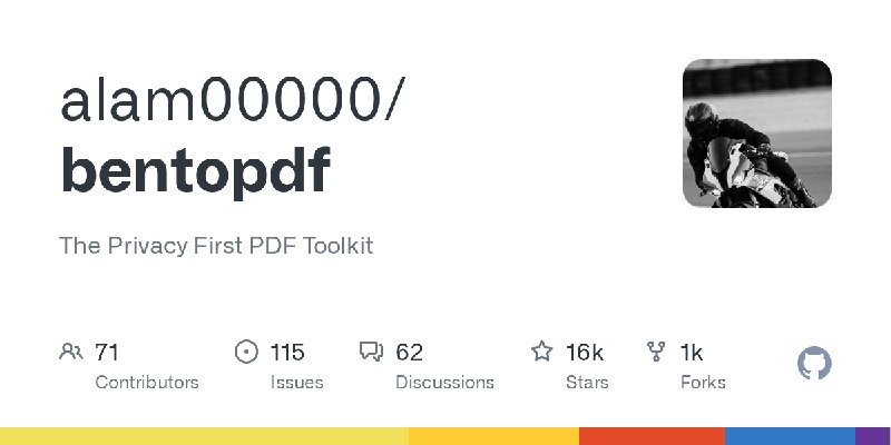 GitHub - alam00000/bentopdf: The Privacy First PDF Toolkit