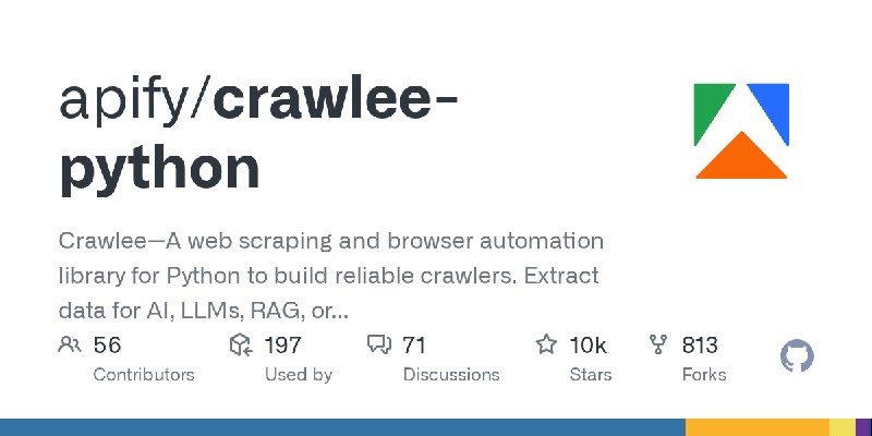 GitHub - apify/crawlee-python: Crawlee—A web scraping and browser automation library for Python to build reliable crawlers. Extract…