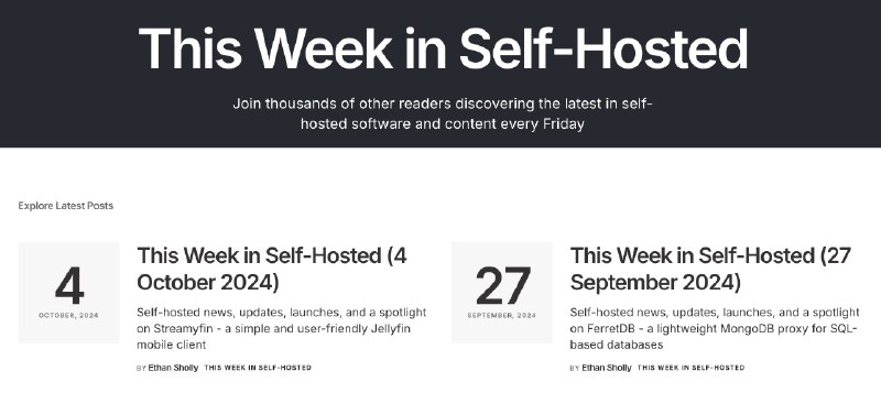 👉 名称：selfh🤖 类型：🕸网站👏 介绍：网站提供了可自建项目的动态，每周更新：