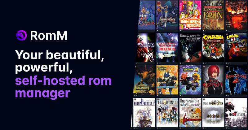 #游戏 #工具 #开源 RomM - 一款强大的游戏 Rom 管理工具 在线演示该工具能从 IGDB、Screenscraper 和 MobyGames 等游戏信息平台获取游戏元数据和封面支持 400+ 游戏平台，几乎覆盖所有经典主机