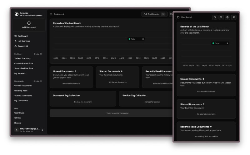 #AI #阅读 #开源 #工具 Revornix - 一款开源的 AI 资讯管理工具Revornix 可一站式收集资讯包括新闻、博客、论坛等，收集之后将基于 AI 转化为 Markdown，并使用 Milvus 向量数据库存储它不仅是一个信息阅读和存储工具，更是一个集成了智能推荐和个性化筛选功能的阅读系统，让人们能更加专注阅读有用的信息📮投稿    📢频道    💬群聊    索引