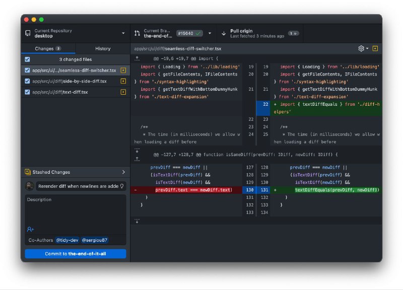 GitHub Desktop - 开源 GitHub 第三方中文客户端GitHub 第三方中文客户端一个 GitHub 官方客户端的中文化版本，优化了界面与术语翻译，为中文用户提供更易用的 Git 仓库管理工具