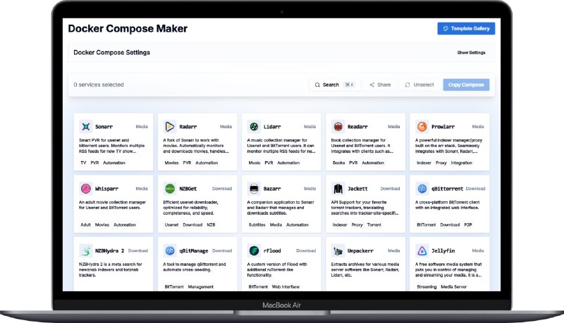 #docker #建站 DCM - 一键生成 Docker Compose 配置文件 在线使用DCM 全程是 Docker Compose Maker，顾名思义可以制作 docker-compose.yaml 文件