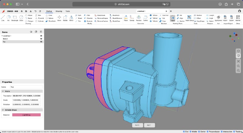 #3D #CAD #在线工具 Chili3D - 一款基于浏览器的开源 3D CAD 程序 在线使用内置建模工具、编辑工具、测量工具、捕捉和追踪等功能