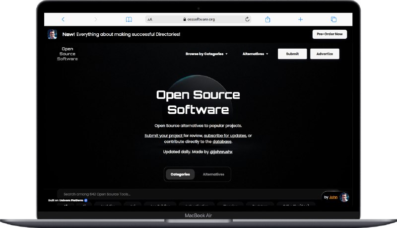 #开源 #代替方案Osssoftware - 一个发现开源替代软件的网站网站每日更新，区别于其他传统网站，这个网站更新 AI 类的开源软件比较多已收录至「替代方案合集」📮投稿    📢频道    💬群聊    索引