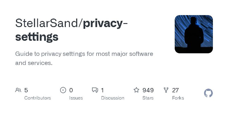 #GitHub #教程⚙ privacy-settings - 主流软件和服务的隐私设置指南▎项目介绍：一个提供主流软件和服务隐私设置指南的项目，涵盖亚马逊、安卓、苹果账户等众多平台，提供针对性隐私设置建议